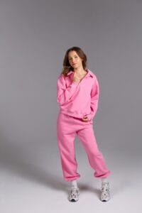 JOGGERS kelnės laisvo stiliaus PINK spalvos